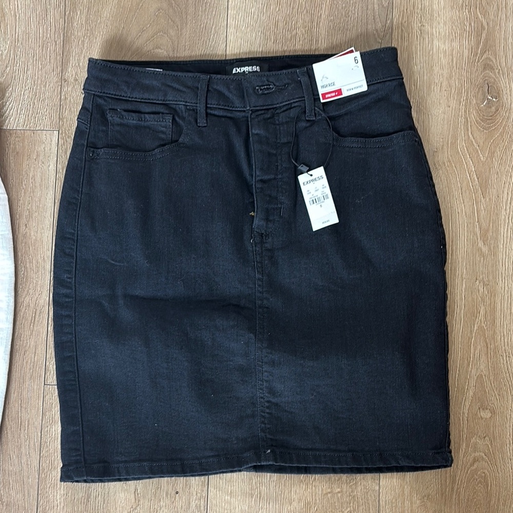 Express Black Denim Skirt